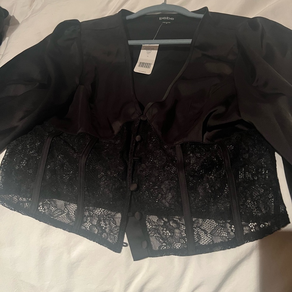 Bebe satin and lace blouse